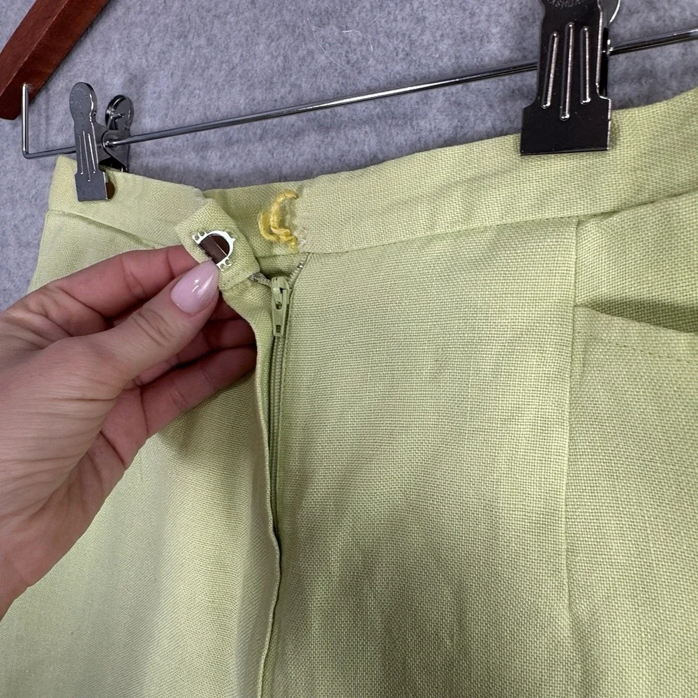 Talbots Petites Irish Linen Trousers Size 2P Light‎ Green Lined Straight Leg VTG